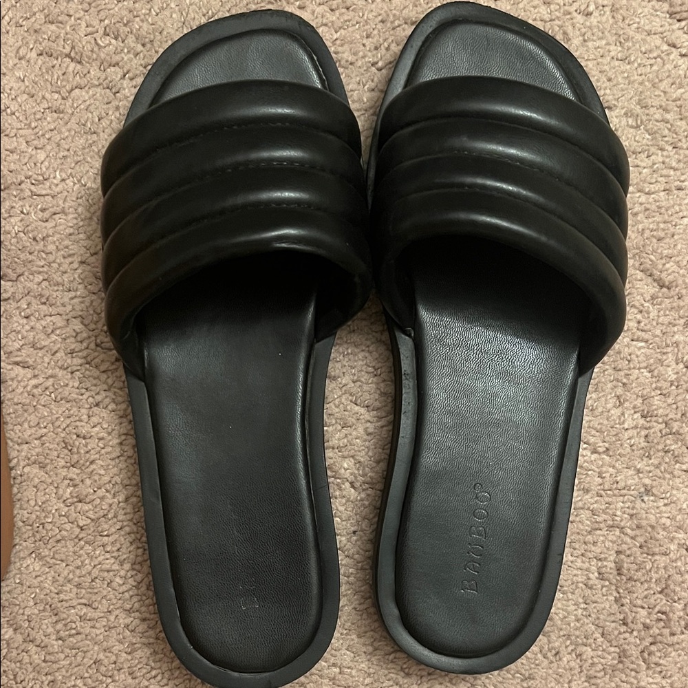 BAMBOO Black Slide Sandals